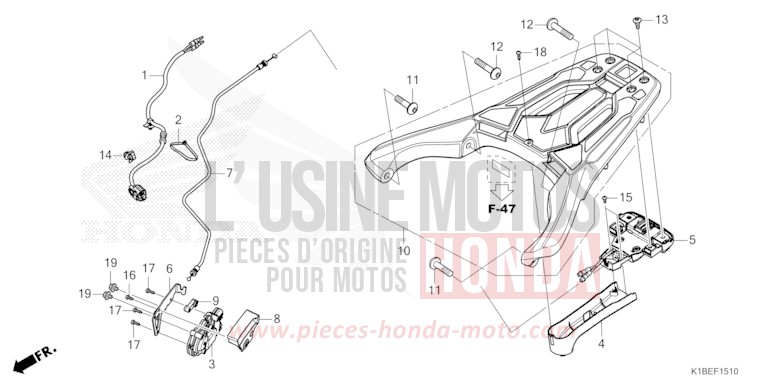 REAR CARIER/ACTUATOR for Forza 350 MAT ROBUST GRAY METALLIC (NHC74) from 2023